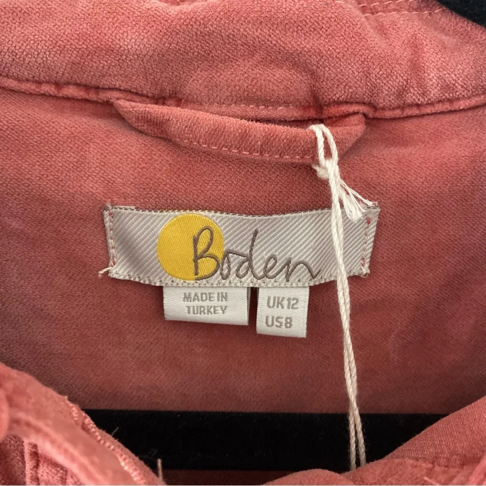 NWT Boden Velvet Cropped Chore Coat Barn Jacket Mauve Pink Size 8 - Picture 4 of 10